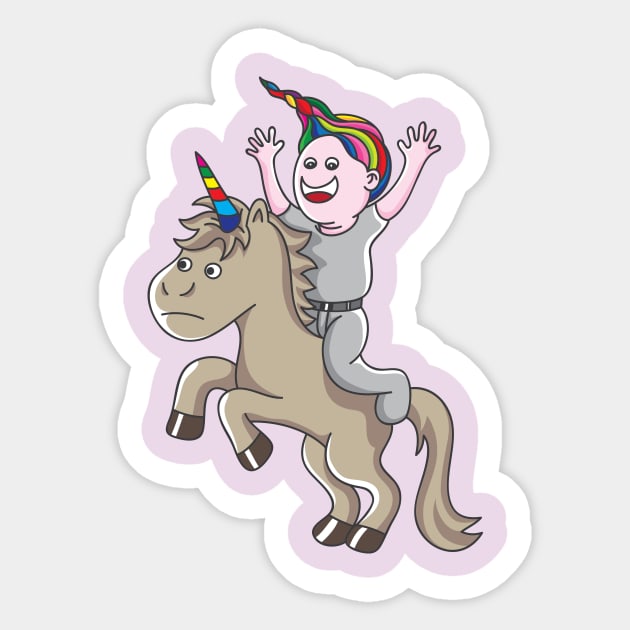 Boy with Unicorn Sticker by martinussumbaji